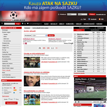 Kampaň SAZKA na portále Premier League.cz