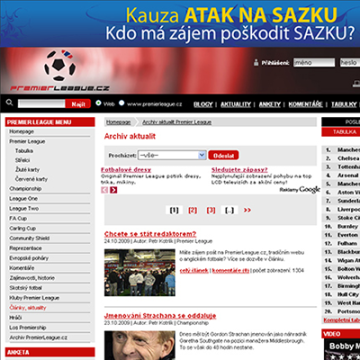 Kampaň SAZKA na portále Premier League.cz